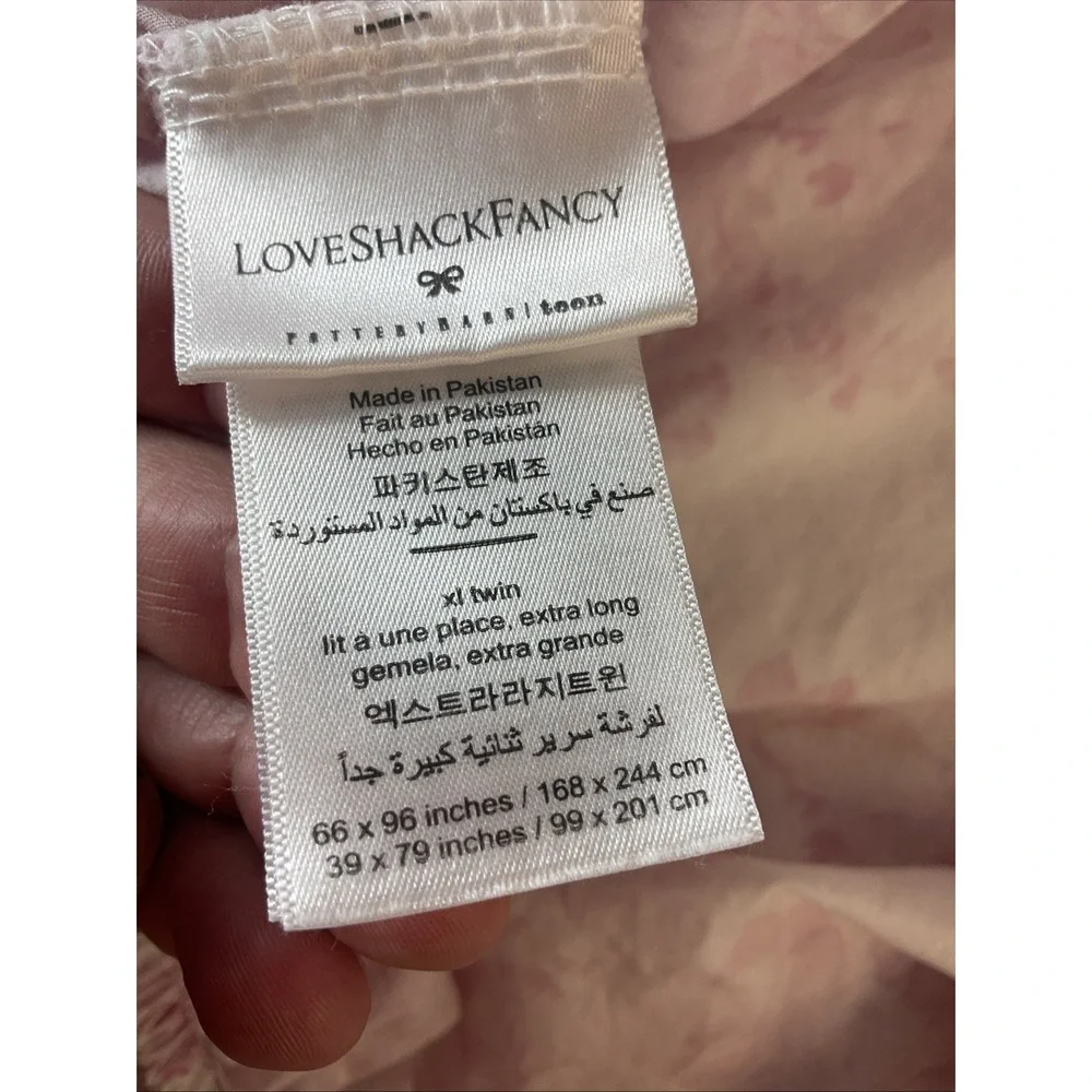 Pottery Barn LoveShackFancy Garden Damask Organic Fitted Sheet Twin XL Pink